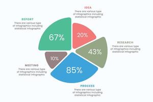 Modern business circle infographic chart template for presentation with icons and 5 options or steps. vector