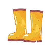 Yellow rubber boots with brown soles on a white background vector