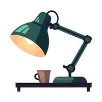 A lamp and a cup of coffee on a desk vector