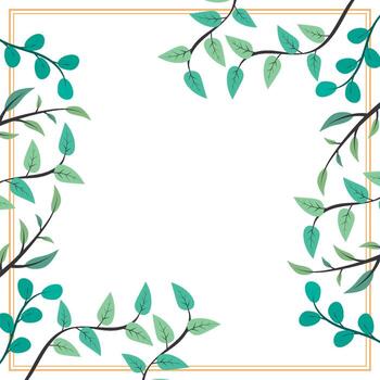 A square frame with green leaves and branches vector