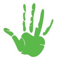 A green hand print on a white background vector