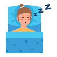 A woman is sleeping in bed with her mouth open vector