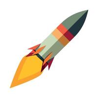 A rocket is flying through the air on a white background vector