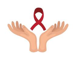Two hands holding a red ribbon vector