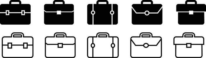 Briefcase icon in flat line set. Suitcase, portfolio symbol. Business briefcase icon designed for apps or website isolated on. Briefcase icon use for packing luggage vector