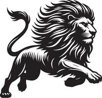 A aggresive lion running pose silhouette isolated white background vector