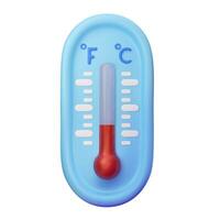 3D cold weather thermometer. Isolated realistic illustration on white background vector