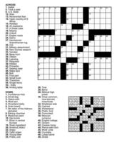 American Crossword puzzle game with 13 x 13 squares with clues and solution. vector