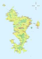 detallado político físico mapa de mayotte isla vector