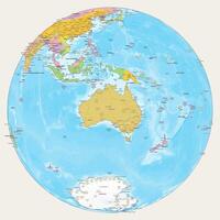 Simple political map globe Australia centered vector