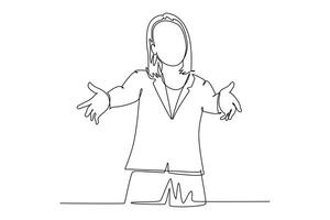 Single one line drawing of young happy female business worker give supporting hug gesture to her office friend. Friend support embrace. Modern continuous line draw design graphic illustration vector