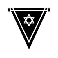 A black and white image of a triangle with a star of david vector