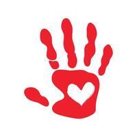 A hand print with a heart in it vector