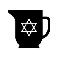 A black and white illustration of a jug with a star of david vector