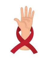 A hand with a red ribbon around it vector