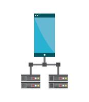 A phone and server connected to each other vector
