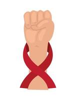 A fist with a red ribbon around it vector