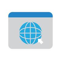 A globe icon with a blue arrow pointing to it vector
