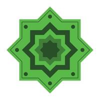 A green star with a star pattern on it vector