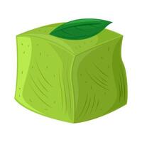 Green cube with leaf illustration on white background vector
