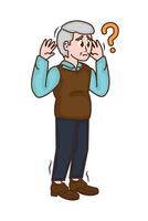 An old man with a question mark on his head vector