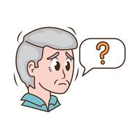 An illustration of a man with a question mark on his head vector