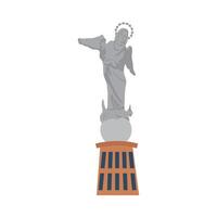 A statue of an angel holding a cross on top of a tower vector
