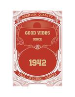 Groovy lettering Good vibes on the background in retro style vector