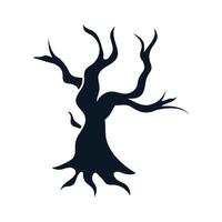 A black silhouette of a tree with no leaves vector