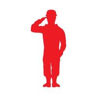 A silhouette of a man in a red hat saluting vector