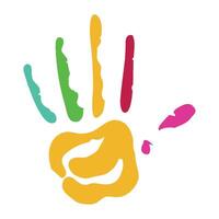 A colorful handprint with a rainbow on it vector