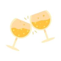 Two glasses of wine with bubbles on a white background vector