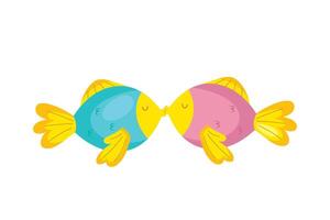 Two fish kissing on a white background vector