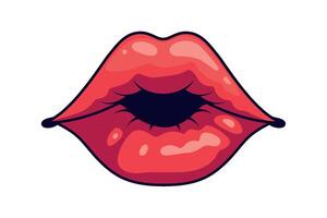 A red lips with a black tongue vector