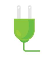 Green plug with white cord on white background vector