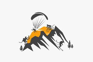 Monkey adventure in the mountain illustration vector