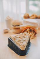 Multiple type of Fast food on table. photo