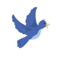 A blue bird with a beak and wings vector