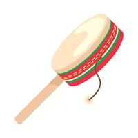 A drum with a wooden stick on a white background vector