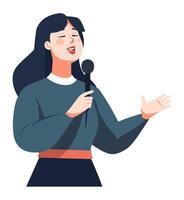 A woman singing into a microphone vector