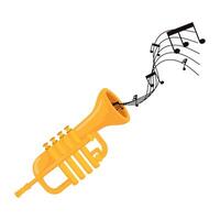 A trumpet with music notes vector