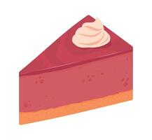 A slice of red cake with cream on top vector