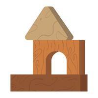 Wooden house with roof and roof tiles illustration vector