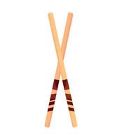 Two wooden chopsticks icon in flat style vector