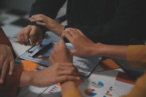 Hand join together for work togetherness, Hand stack for business and service, Team volunteering or teamwork. Concept connection of community and charity. Group of business workforce participation. photo