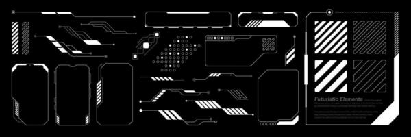 Futuristic Hud Element Illustration. Set cyberpunk tech collection. vector