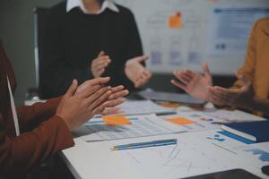 Hand join together for work togetherness, Hand stack for business and service, Team volunteering or teamwork. Concept connection of community and charity. Group of business workforce participation. photo