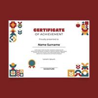 Abstract Geometric Certificate with Mosaic Frame vector
