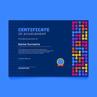 Abstract Geometric Certificate Design with Dark Theme and Colorful Connected Rounded Square Pattern vector