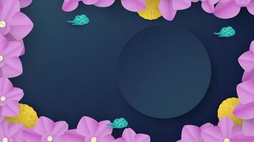 Orchids and marigolds on dark blue background. Template for Loy Krathong Festival with copy space. vector